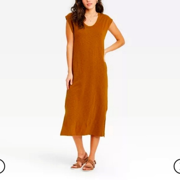 Boho Sleeveless Orange Knit Dress - Size M - Picture 4 of 6